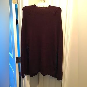 New York &  Co Maroon/burgundy with black leather accents sweater cape